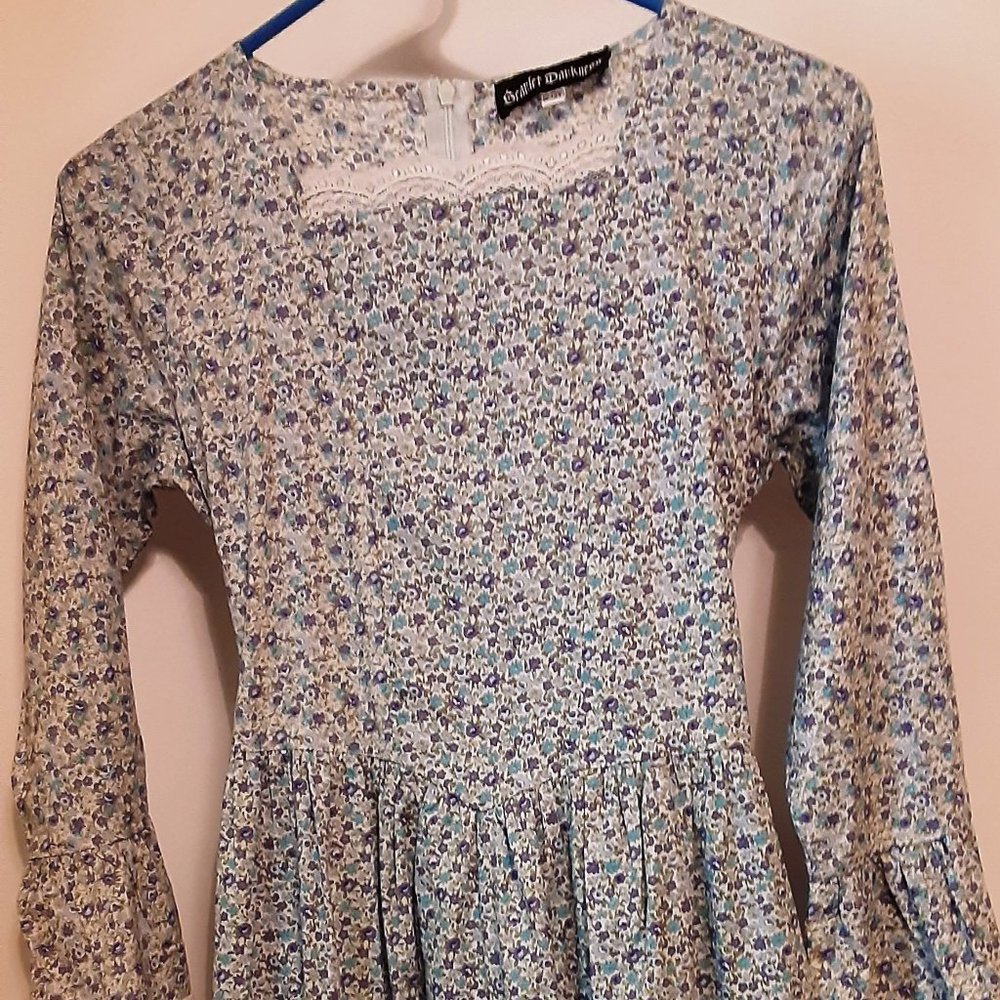 Long Dress Sz12-13yr, Lg,White/purple&Blue Flowers